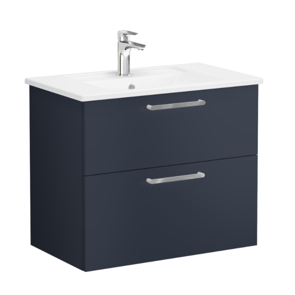 VitrA Root Flat Dark Blue 800mm Washbasin Drawers Unit